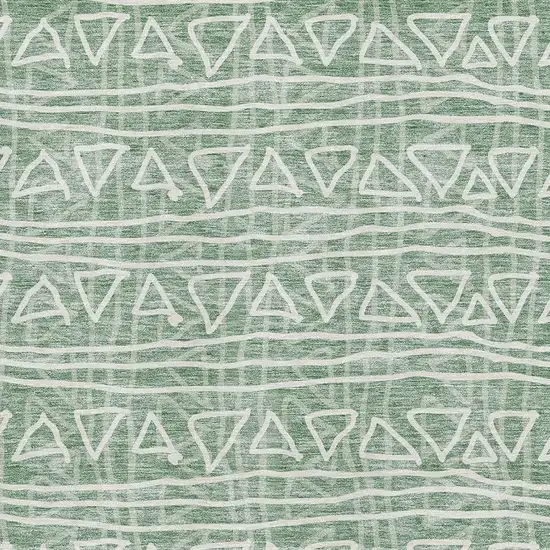 Sage And Ivory Geometric Washable Area Rug With UV Protection Photo 3
