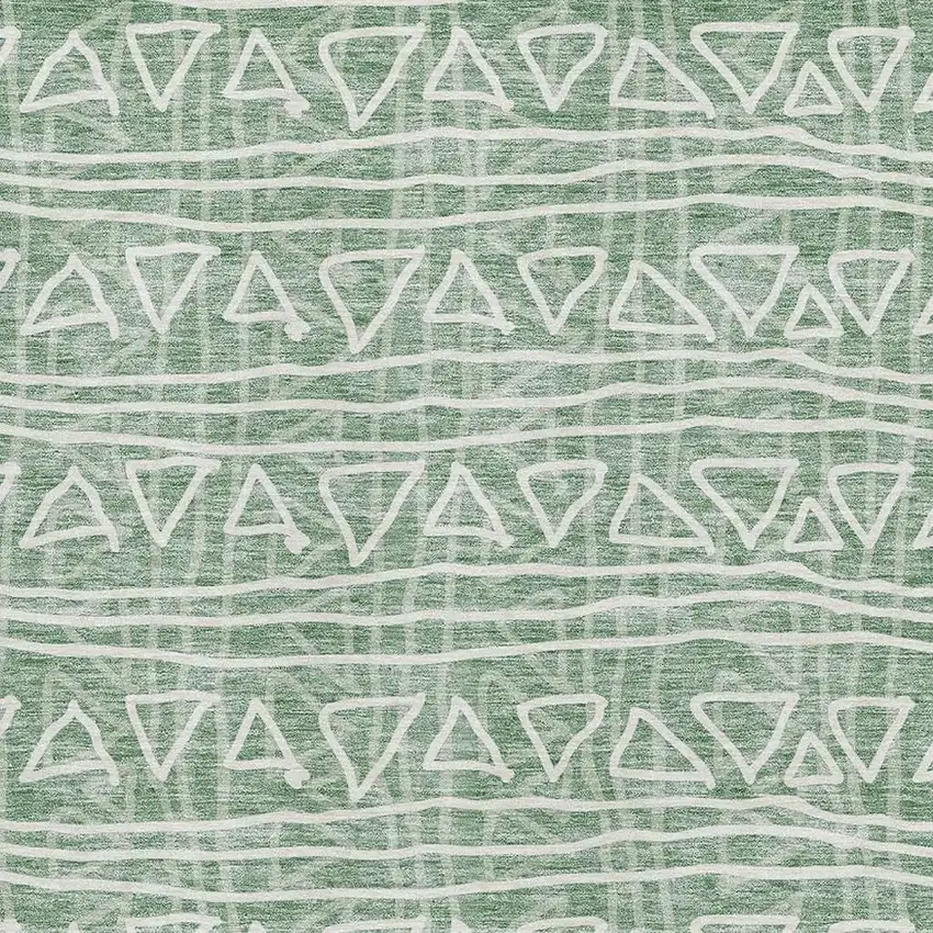 Sage And Ivory Geometric Washable Area Rug With UV Protection Photo 3