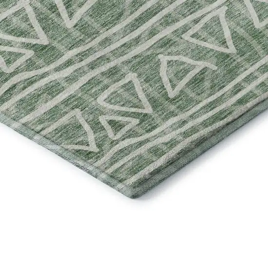 Sage And Ivory Geometric Washable Area Rug With UV Protection Photo 8