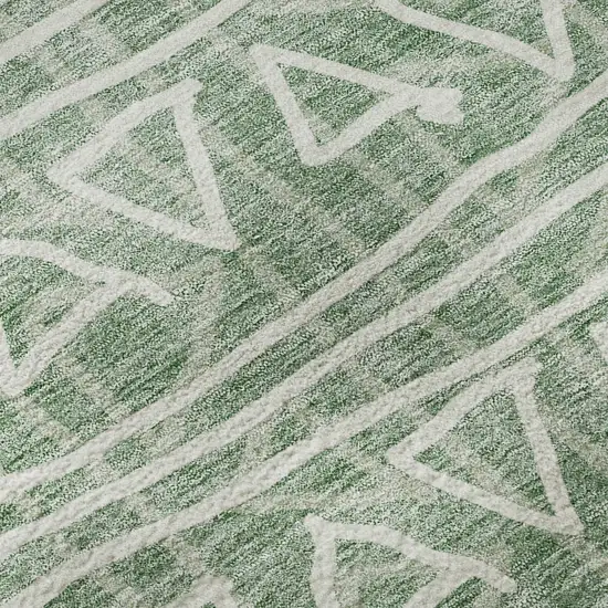 Sage And Ivory Geometric Washable Area Rug With UV Protection Photo 9