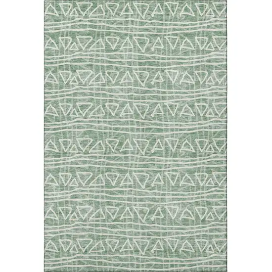 Sage And Ivory Geometric Washable Area Rug With UV Protection Photo 4