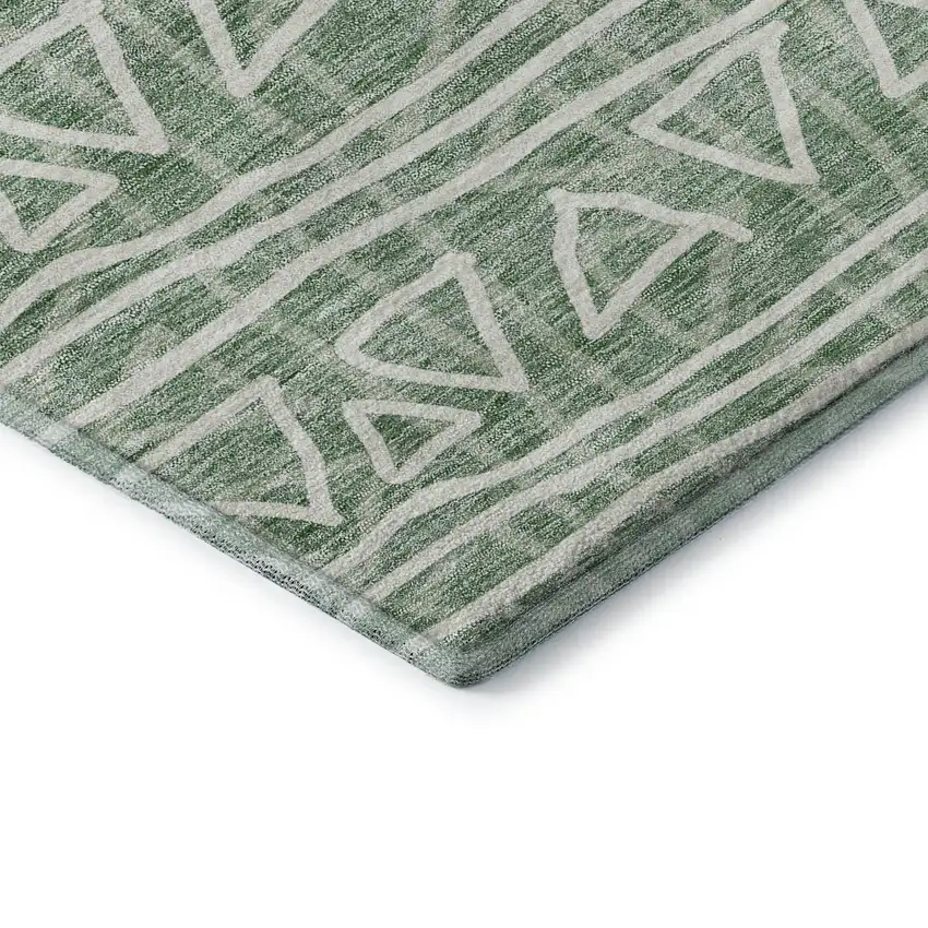 Sage And Ivory Geometric Washable Area Rug With UV Protection Photo 8