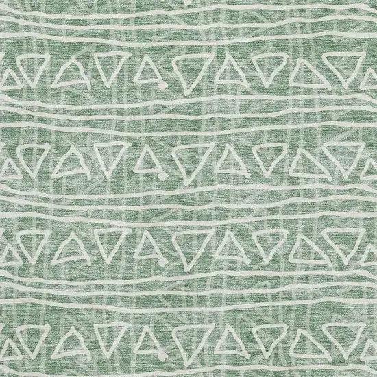 Sage And Ivory Geometric Washable Area Rug With UV Protection Photo 3