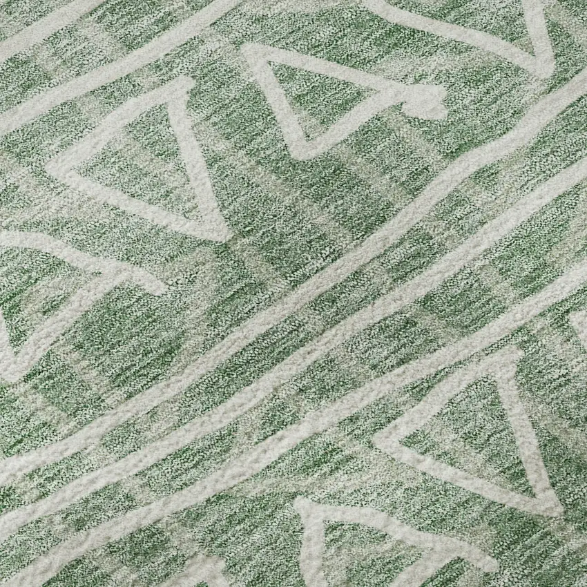 Sage And Ivory Geometric Washable Area Rug With UV Protection Photo 9