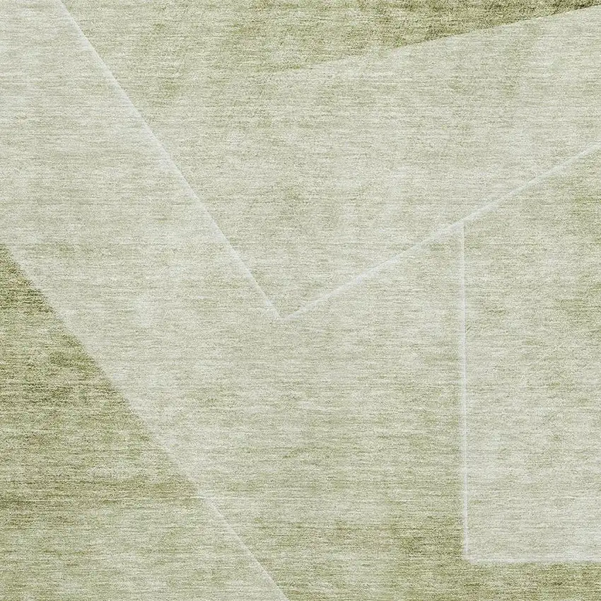 Sage And Ivory Geometric Washable Area Rug With UV Protection Photo 3