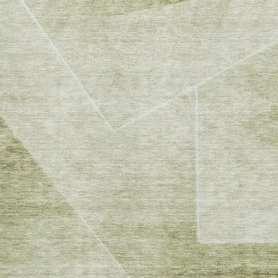Sage And Ivory Geometric Washable Area Rug With UV Protection Photo 3