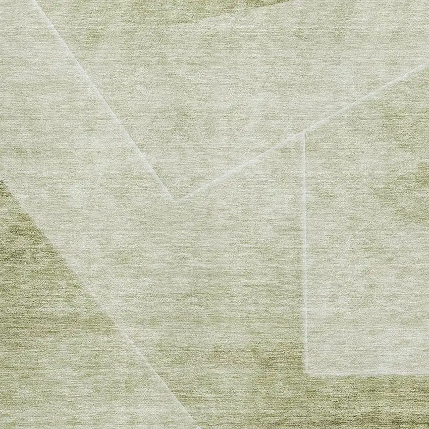 Sage And Ivory Geometric Washable Area Rug With UV Protection Photo 3