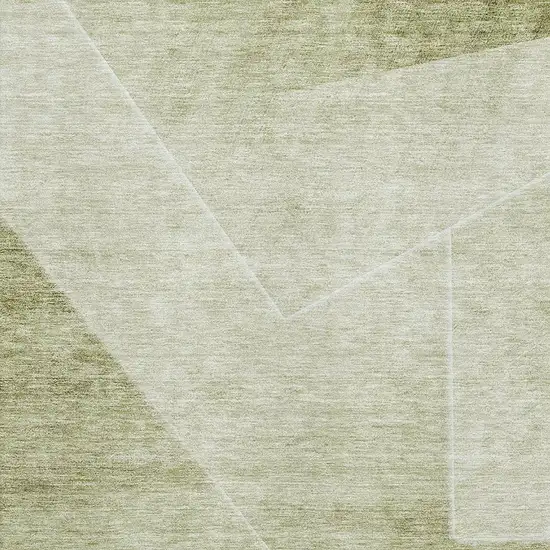 Sage And Ivory Geometric Washable Area Rug With UV Protection Photo 3