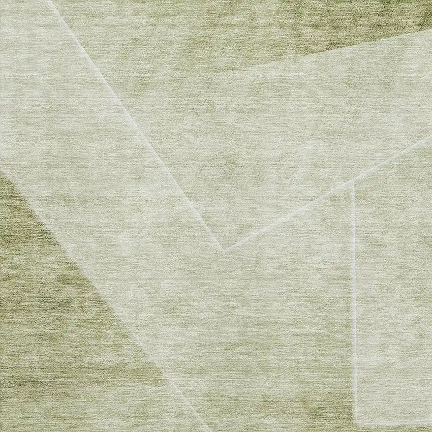 Sage And Ivory Geometric Washable Area Rug With UV Protection Photo 3