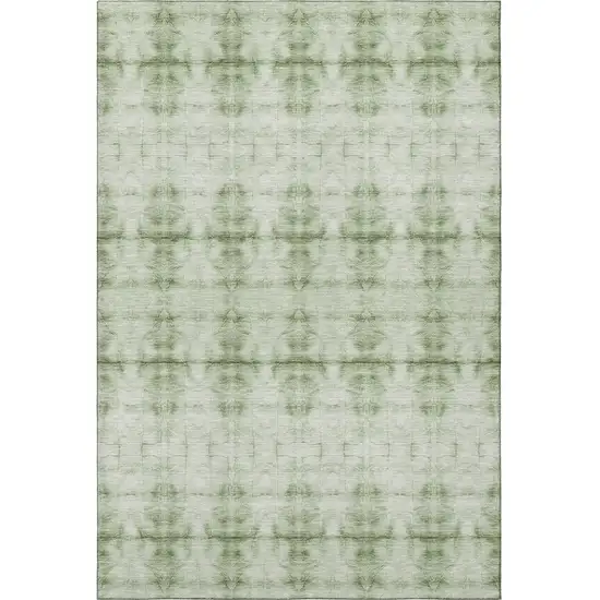 Sage And Ivory Geometric Washable Area Rug With UV Protection Photo 4