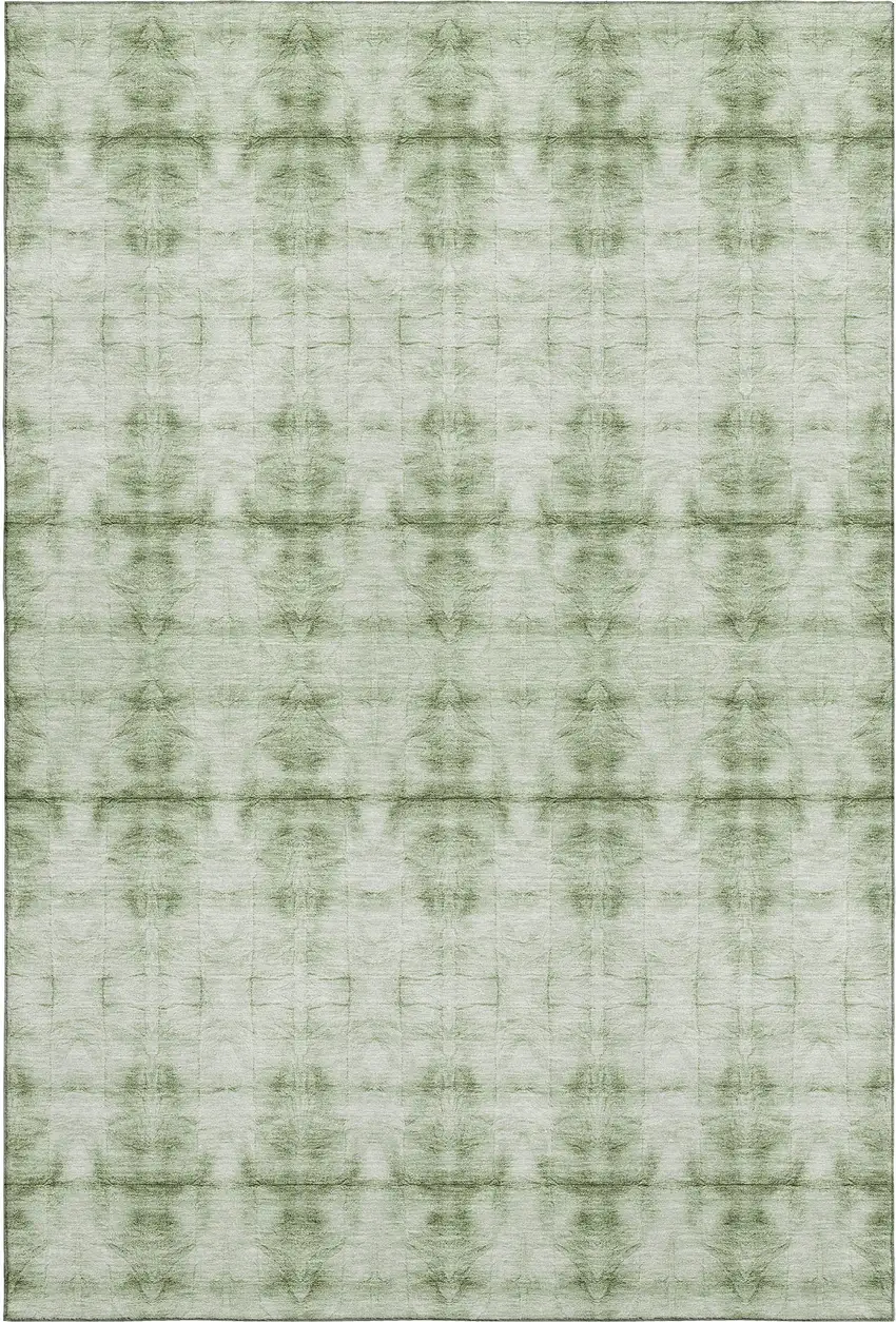Sage And Ivory Geometric Washable Area Rug With UV Protection Photo 1