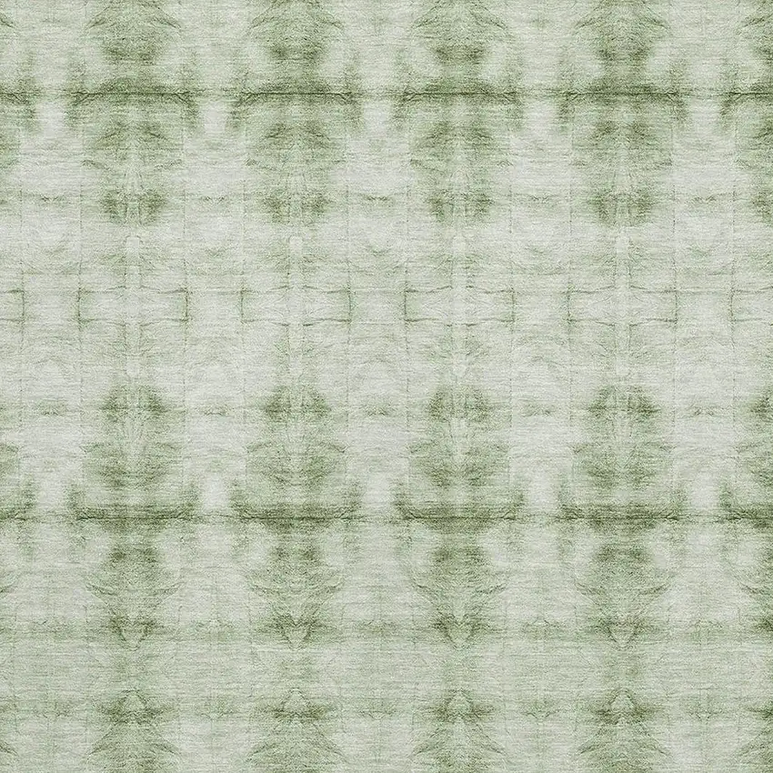 Sage And Ivory Geometric Washable Area Rug With UV Protection Photo 3