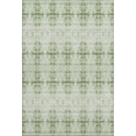 Sage And Ivory Geometric Washable Area Rug With UV Protection Photo 1