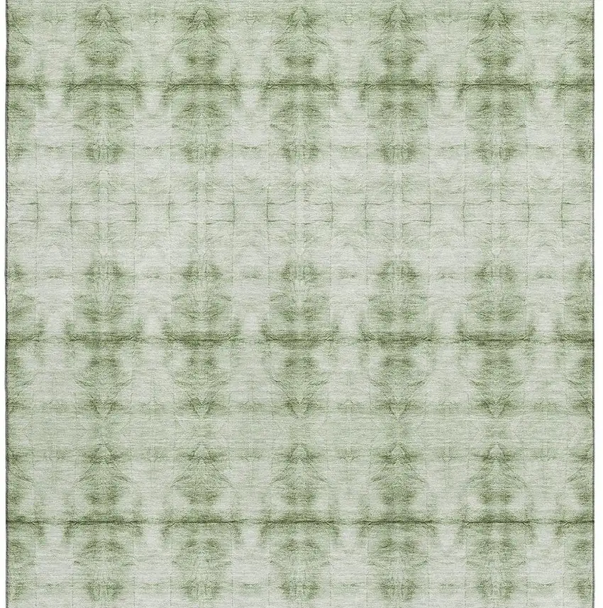 Sage And Ivory Geometric Washable Area Rug With UV Protection Photo 4