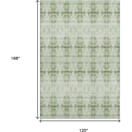Sage And Ivory Geometric Washable Area Rug With UV Protection Photo 3