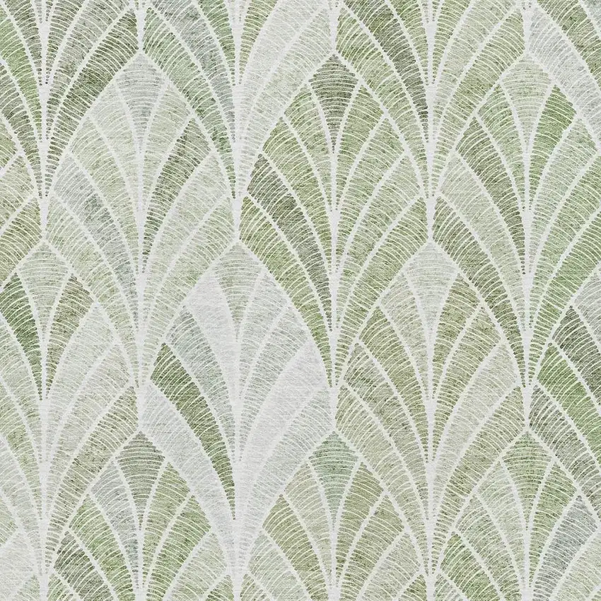 Sage And Ivory Geometric Washable Area Rug With UV Protection Photo 3