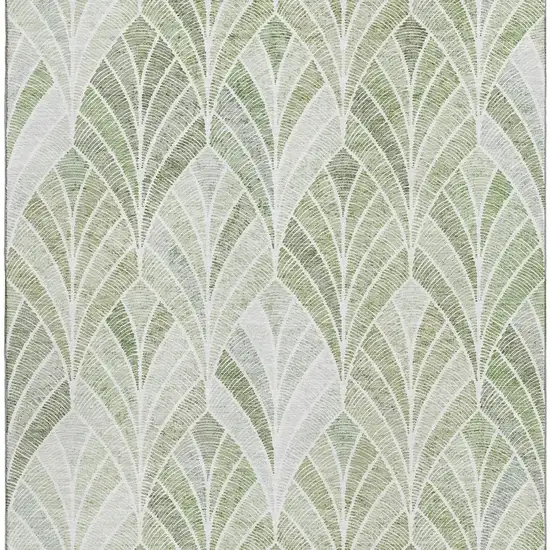 Sage And Ivory Geometric Washable Area Rug With UV Protection Photo 5
