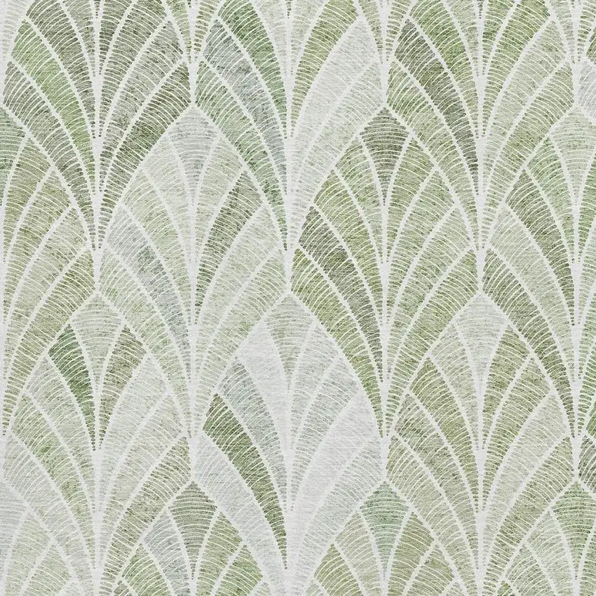 Sage And Ivory Geometric Washable Area Rug With UV Protection Photo 3