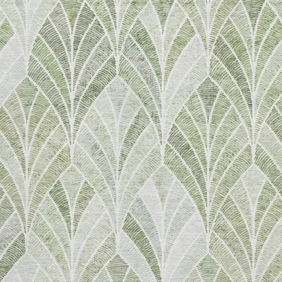 Sage And Ivory Geometric Washable Area Rug With UV Protection Photo 3