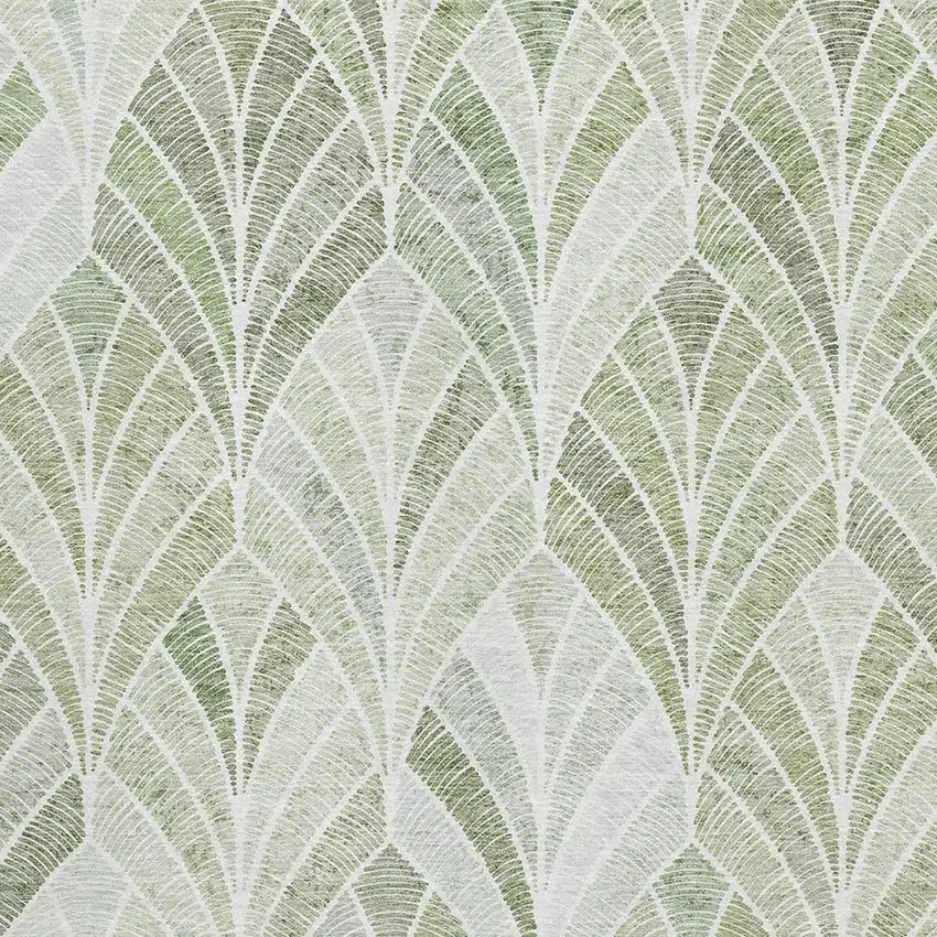 Sage And Ivory Geometric Washable Area Rug With UV Protection Photo 3