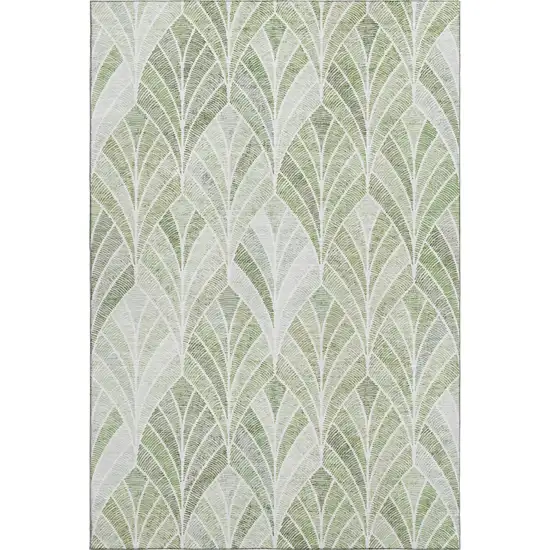 Sage And Ivory Geometric Washable Area Rug With UV Protection Photo 1