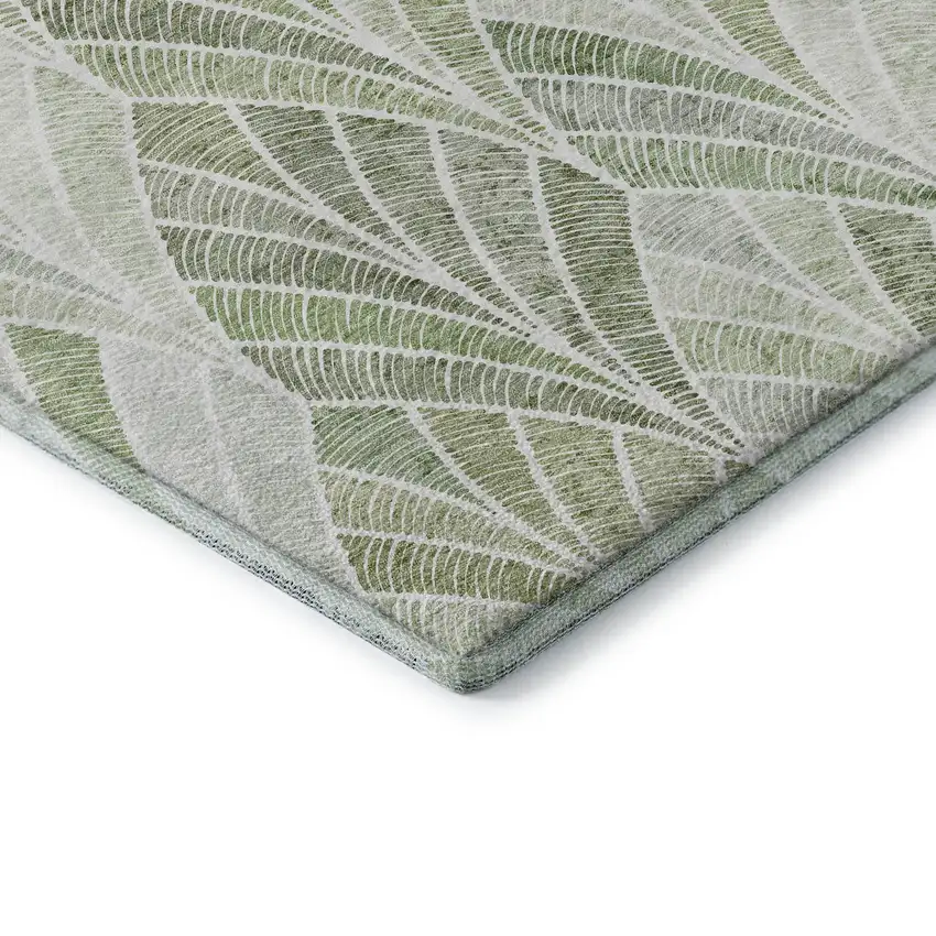 Sage And Ivory Geometric Washable Area Rug With UV Protection Photo 8