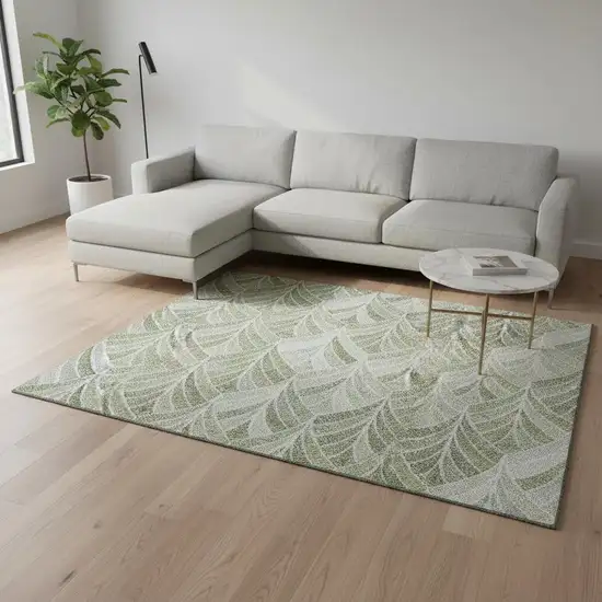 Sage And Ivory Geometric Washable Area Rug With UV Protection Photo 2