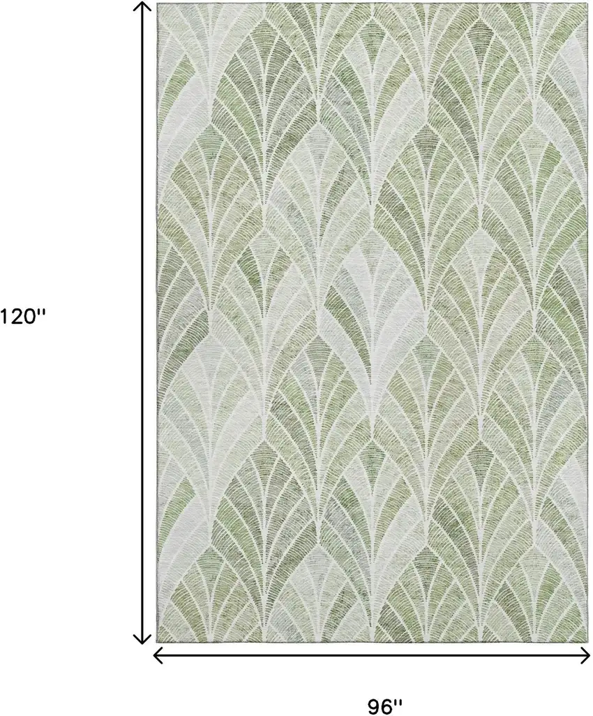 Sage And Ivory Geometric Washable Area Rug With UV Protection Photo 3