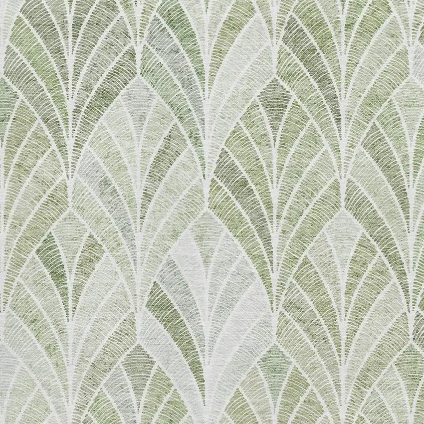 Sage And Ivory Geometric Washable Area Rug With UV Protection Photo 3