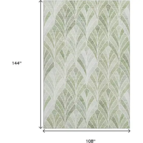 Sage And Ivory Geometric Washable Area Rug With UV Protection Photo 3
