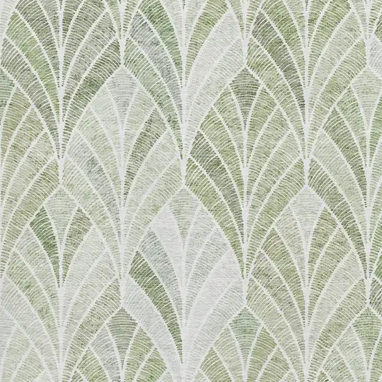 Sage And Ivory Geometric Washable Area Rug With UV Protection Photo 3