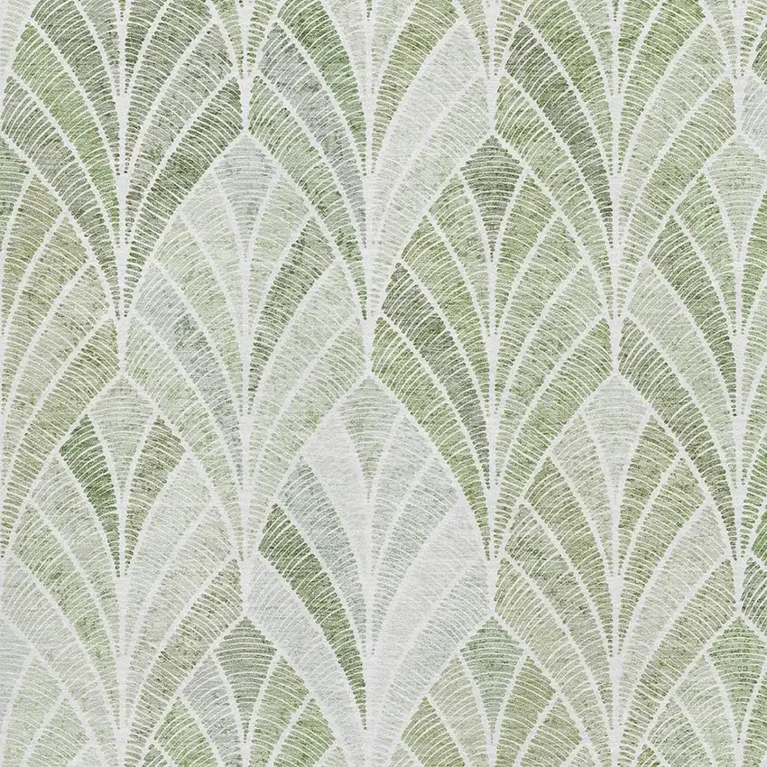 Sage And Ivory Geometric Washable Area Rug With UV Protection Photo 3