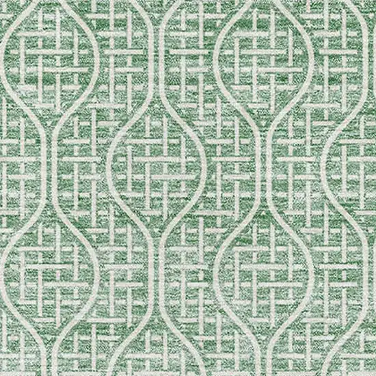 Sage And Ivory Geometric Washable Area Rug With UV Protection Photo 2