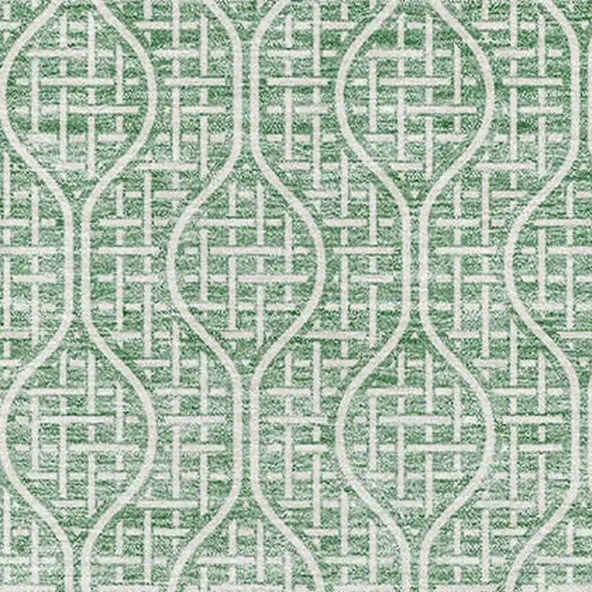Sage And Ivory Geometric Washable Area Rug With UV Protection Photo 2