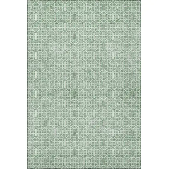 Sage And Ivory Geometric Washable Area Rug With UV Protection Photo 2
