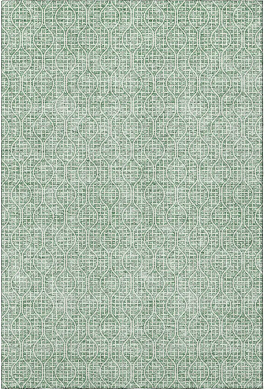 Sage And Ivory Geometric Washable Area Rug With UV Protection Photo 2