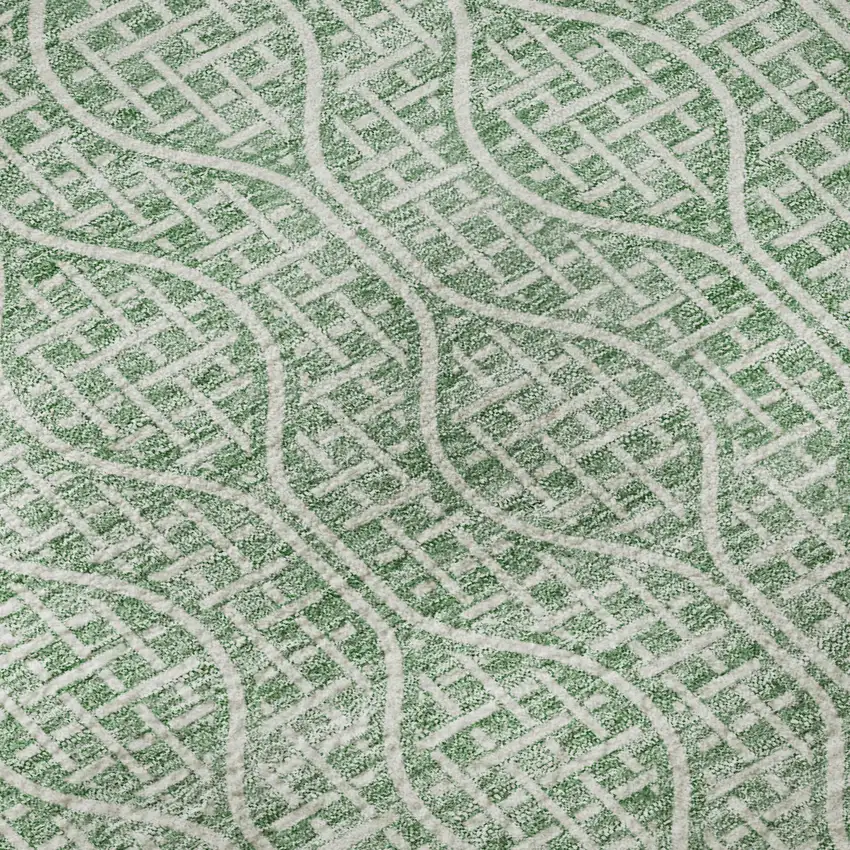 Sage And Ivory Geometric Washable Area Rug With UV Protection Photo 8
