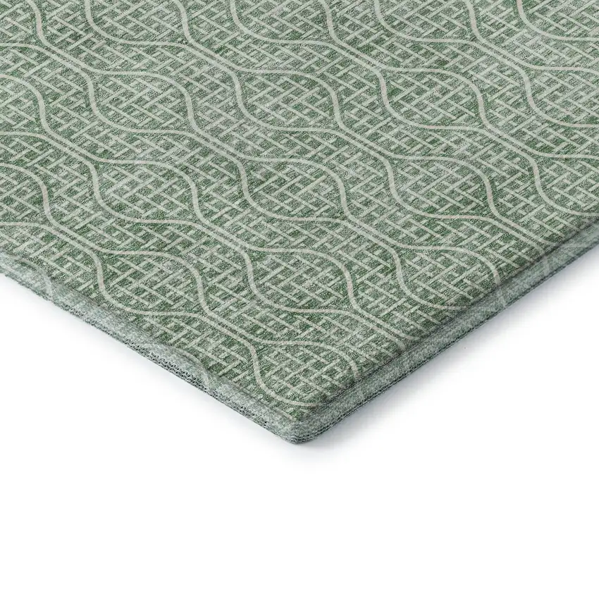 Sage And Ivory Geometric Washable Area Rug With UV Protection Photo 7
