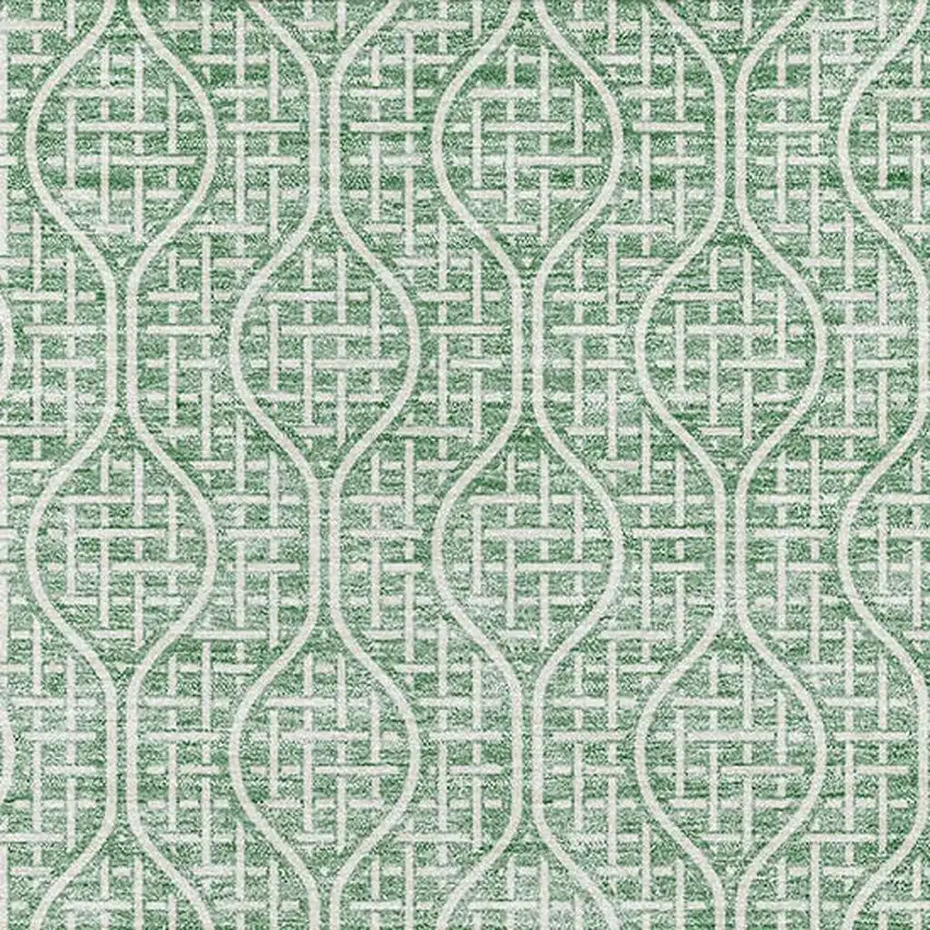 Sage And Ivory Geometric Washable Area Rug With UV Protection Photo 2