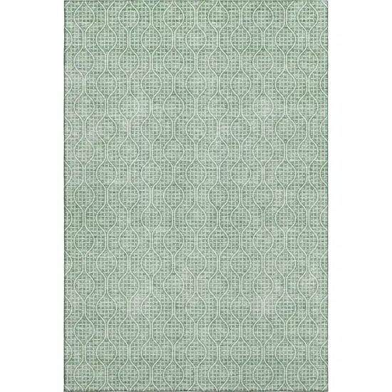 Sage And Ivory Geometric Washable Area Rug With UV Protection Photo 1
