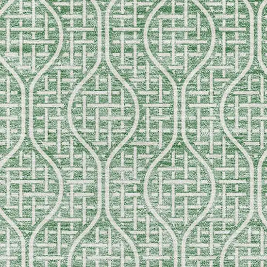 Sage And Ivory Geometric Washable Area Rug With UV Protection Photo 2