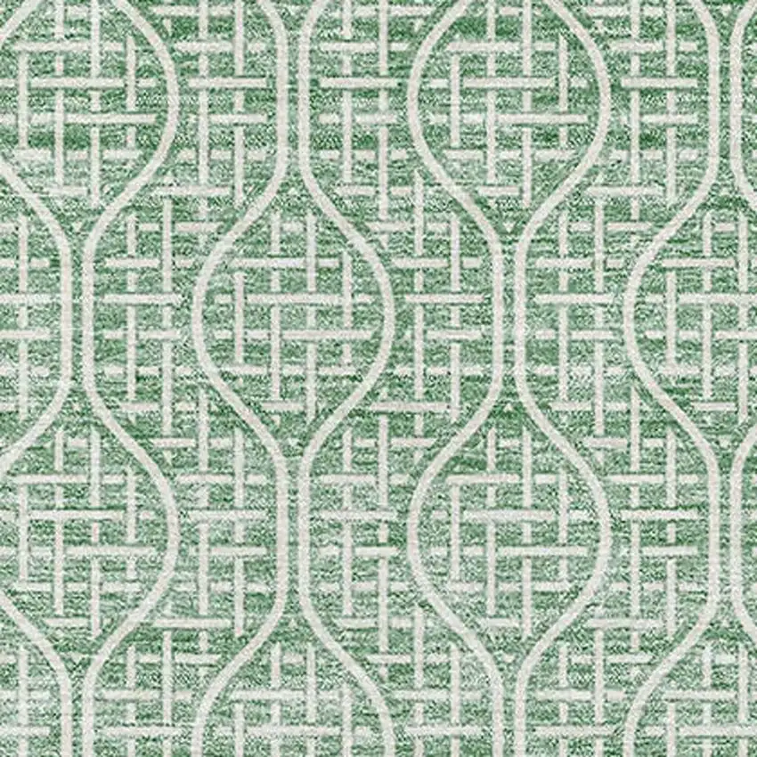 Sage And Ivory Geometric Washable Area Rug With UV Protection Photo 2