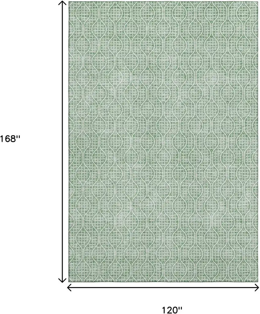 Sage And Ivory Geometric Washable Area Rug With UV Protection Photo 9