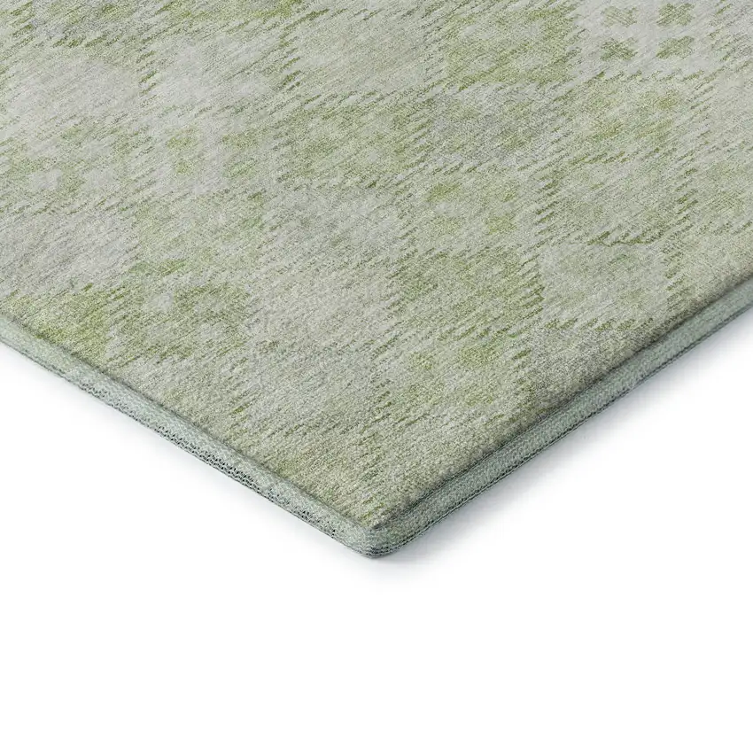 Sage And Ivory Geometric Washable Area Rug With UV Protection Photo 7