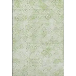 Photo of Sage And Ivory Geometric Washable Area Rug With UV Protection