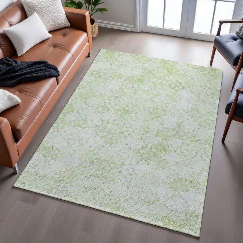 Sage And Ivory Geometric Washable Area Rug With UV Protection Photo 5