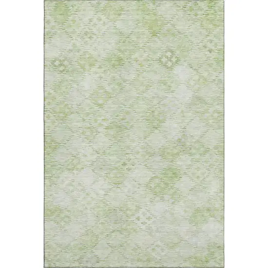 Sage And Ivory Geometric Washable Area Rug With UV Protection Photo 1