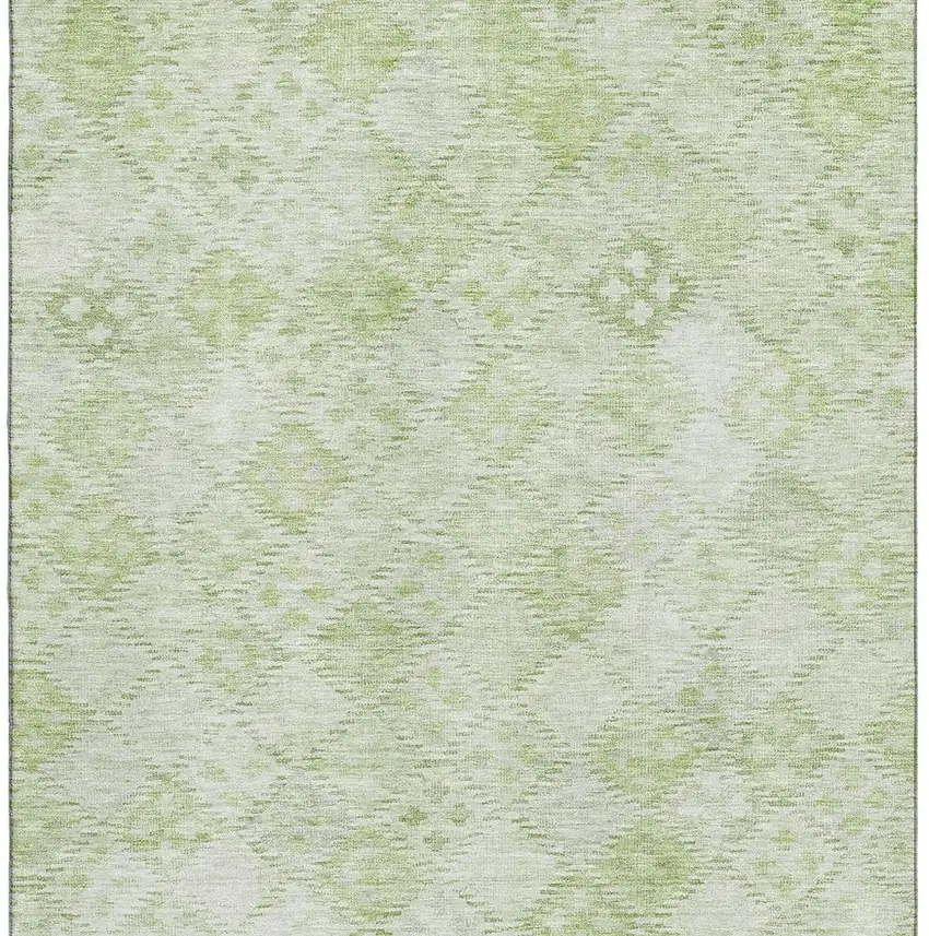 Sage And Ivory Geometric Washable Area Rug With UV Protection Photo 2