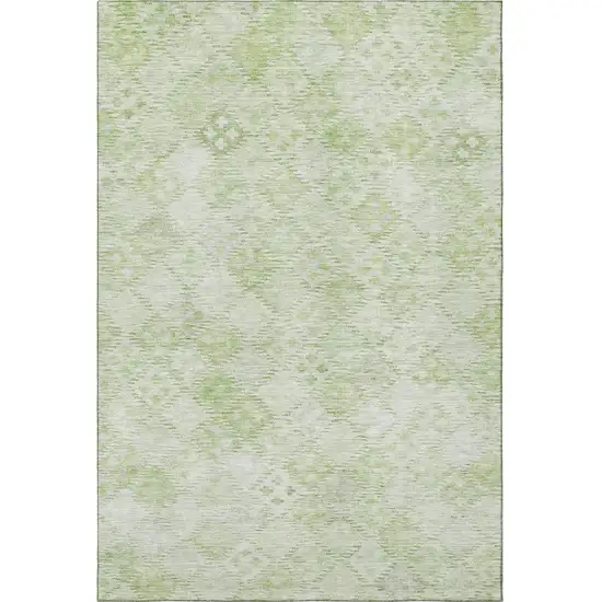Sage And Ivory Geometric Washable Area Rug With UV Protection Photo 3