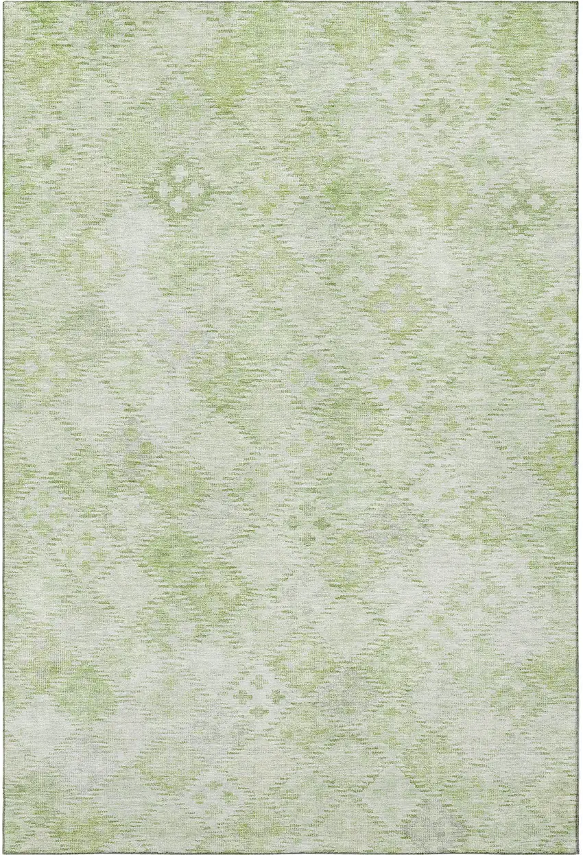 Sage And Ivory Geometric Washable Area Rug With UV Protection Photo 3